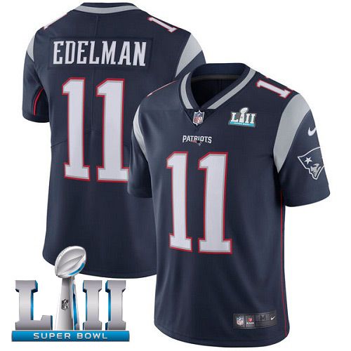 Youth New England Patriots #11 Edelman Blue Limited 2018 Super Bowl NFL Jerseys